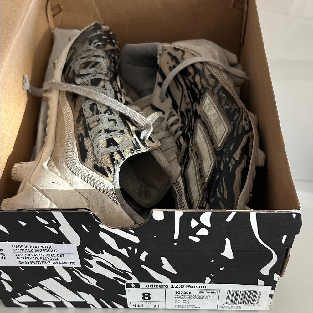 Men’s Cleats/ Shoes - Adidas 12.0 poison Adizero- Black and White